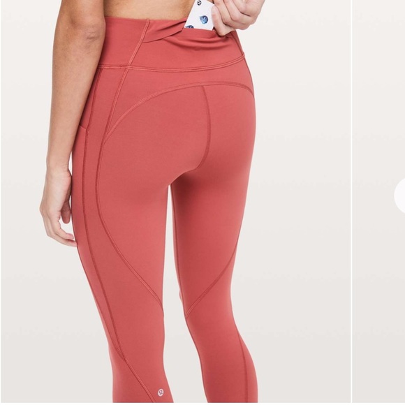 🍋 Lululemon Time To Sweat 7/8 25” Leggings Brick Rose - 6 - Picture 2 of 11